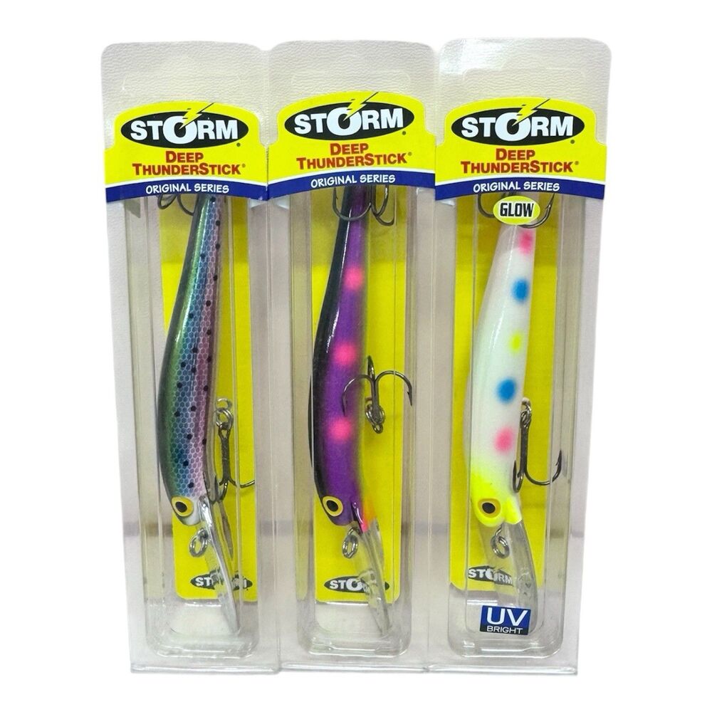 (A7) Lot of 3 Storm Original Deep Thunderstick Lures Trout Glow UV NIP